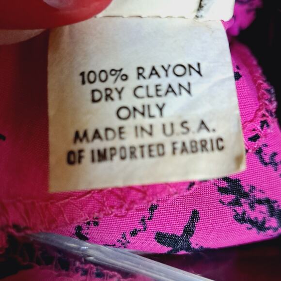 VTG 80 Karin Stevens by Steven Stoller Magenta Black 3/4 sleeve maxi Dress 12 - Picture 7 of 7